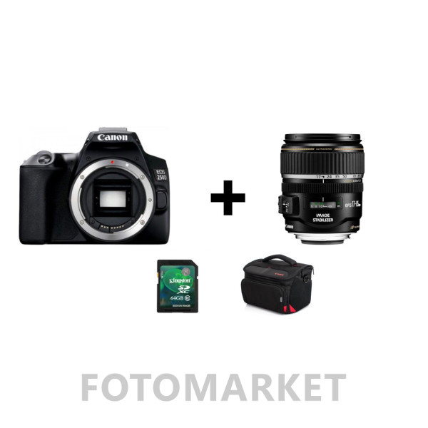 Зеркальный фотоаппарат Canon EOS 250D Kit EF-S 17-85mm f/4-5.6 IS USM (черный) + карта памяти + сумка в подарок
