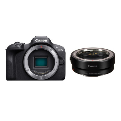Беззеркальный фотоаппарат Canon EOS R100 Body Kit adapter EF-EOS R чёрный